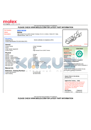 0945180200 datasheet - High Normal Force (HNF) Female Terminal, For 6.3 x 0.8mm (.