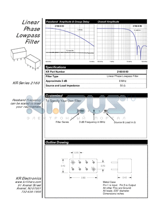 2160-8-50 datasheet - Linear Phase Lowpass Filter