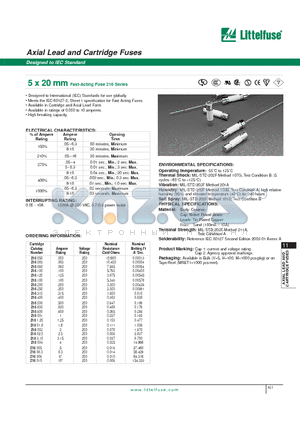 216001 datasheet - 5 x 20 mm Fast-Acting Fuse