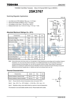 2SK3767_09 datasheet - Switching Regulator Applications