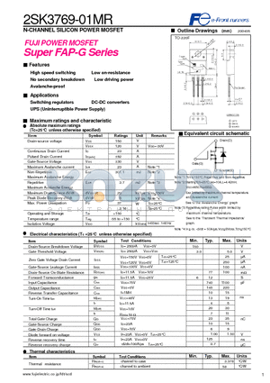 2SK3769-01MR datasheet - N-CHANNEL SILICON POWER MOSFET