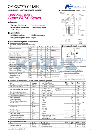 2SK3770-01MR datasheet - N-CHANNEL SILICON POWER MOSFET