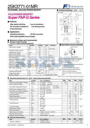 2SK3771-01MR datasheet - N-CHANNEL SILICON POWER MOSFET