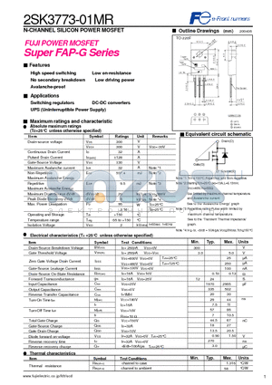 2SK3773-01MR datasheet - N-CHANNEL SILICON POWER MOSFET