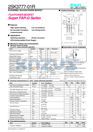 2SK3777-01R datasheet - N-CHANNEL SILICON POWER MOSFET