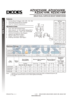 AZ23C6V8W datasheet - 200mW DUAL SURFACE MOUNT ZENER DIODE