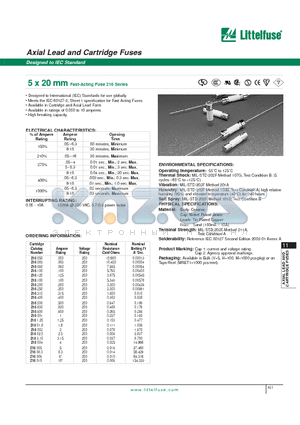 216010 datasheet - 5 x 20 mm Fast-Acting Fuse