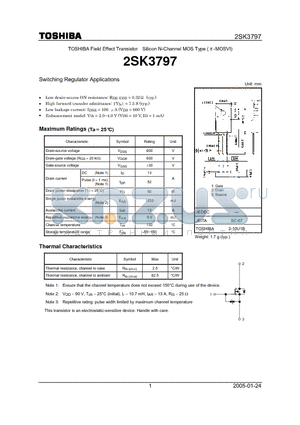 2SK3797 datasheet - Silicon N-Channel MOS Type