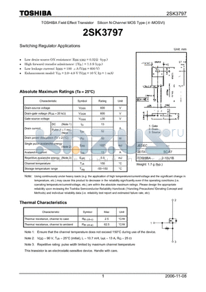 2SK3797 datasheet - Silicon N-Channel MOS Type Switching Regulator Applications