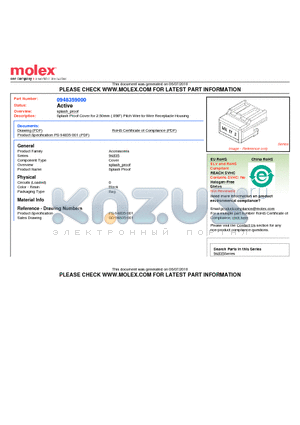 0948359000 datasheet - Splash Proof Cover for 2.50mm (.098