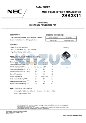 2SK3811 datasheet - SWITCHING N-CHANNEL POWER MOSFET