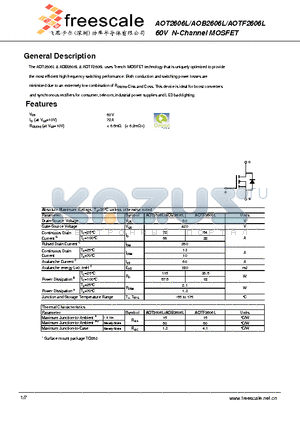 AOT2606L datasheet - 60V N-Channel MOSFET