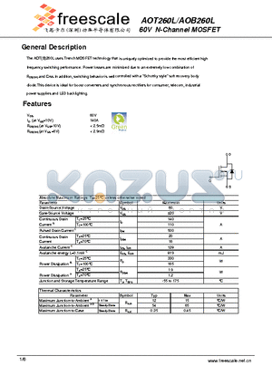 AOT260L datasheet - 60V N-Channel MOSFET