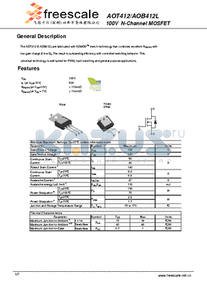 AOT412 datasheet - 100V N-Channel MOSFET