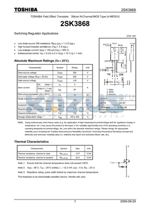 2SK3868 datasheet - Switching Regulator Applications