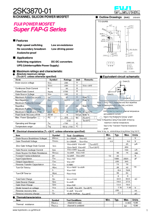 2SK3870-01 datasheet - N-CHANNEL SILICON POWER MOSFET