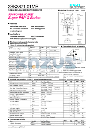 2SK3871-01MR datasheet - N-CHANNEL SILICON POWER MOSFET