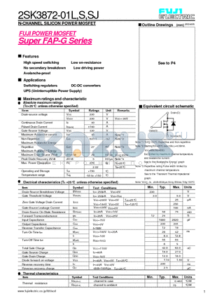 2SK3872-01L datasheet - N-CHANNEL SILICON POWER MOSFET