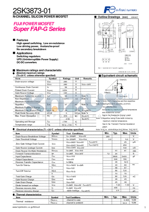 2SK3873-01 datasheet - N-CHANNEL SILICON POWER MOSFET