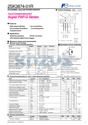 2SK3874-01R datasheet - N-CHANNEL SILICON POWER MOSFET