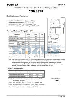 2SK3878 datasheet - Switching Regulator Applications