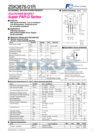 2SK3876-01R datasheet - N-CHANNEL SILICON POWER MOSFET