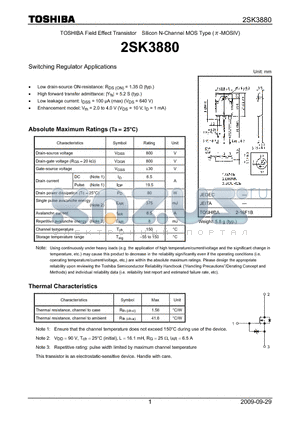 2SK3880 datasheet - Switching Regulator Applications