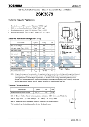 2SK3879 datasheet - Silicon N-Channel MOS Type Switching Regulator Applications
