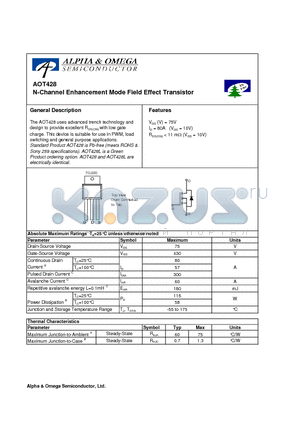 AOT428L datasheet - N-Channel Enhancement Mode Field Effect Transistor