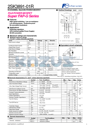 2SK3891-01R datasheet - N-CHANNEL SILICON POWER MOSFET