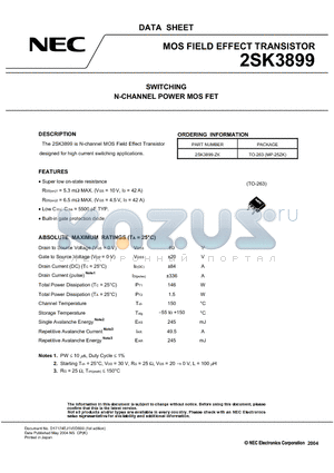 2SK3899-ZK datasheet - SWITCHING N-CHANNEL POWER MOSFET