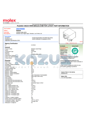 0955406888 datasheet - Modular Jack, Right Angle, Shielded, Low Profile, 8/8