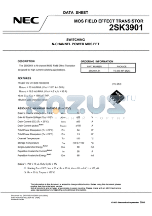 2SK3901-ZK datasheet - SWITCHING N-CHANNEL POWER MOSFET