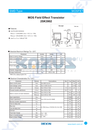 2SK3902 datasheet - MOS Field Effect Transistor