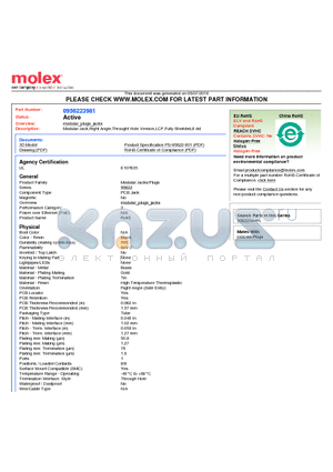 0956223981 datasheet - Modular Jack,Right Angle,Throught Hole Version,LCP,Fully Shielded,8 ckt