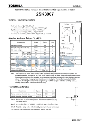 2SK3907_08 datasheet - Switching Regulator Applications