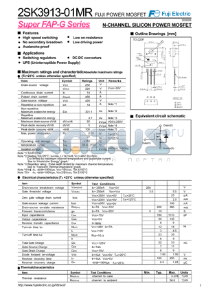 2SK3913-01MR datasheet - N-CHANNEL SILICON POWER MOSFET