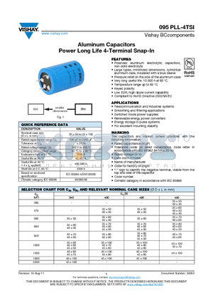 095PLL-4TSI_11 datasheet - Aluminum Capacitors Power Long Life 4-Terminal Snap-In