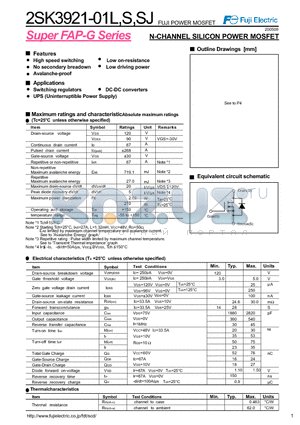 2SK3921-01SJ datasheet - N-CHANNEL SILICON POWER MOSFET