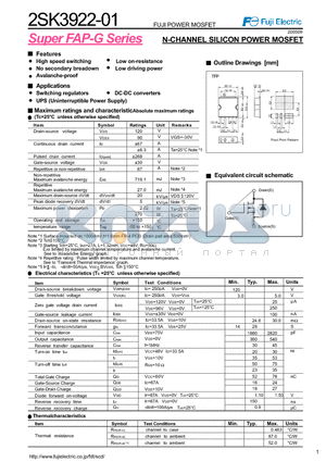 2SK3922-01 datasheet - N-CHANNEL SILICON POWER MOSFET