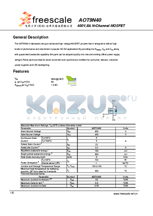 AOT9N40 datasheet - 400V,8A N-Channel MOSFET