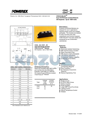 CD471290 datasheet - POW-R-BLOK Dual SCR/Diode Isolated Module 90 Amperes / Up to 1600 Volts