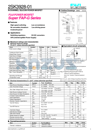 2SK3928-01 datasheet - N-CHANNEL SILICON POWER MOSFET