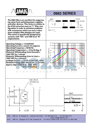 0982 datasheet - The 0982 filters are excellent for suppressing noise from switching power supplies and other devices