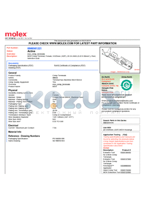 0986581221 datasheet - MOX Crimp Terminal, Female, 0.635mm (.025