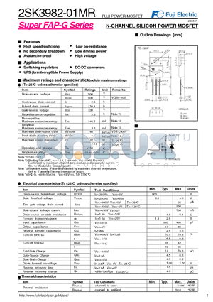 2SK3982-01MR datasheet - N-CHANNEL SILICON POWER MOSFET