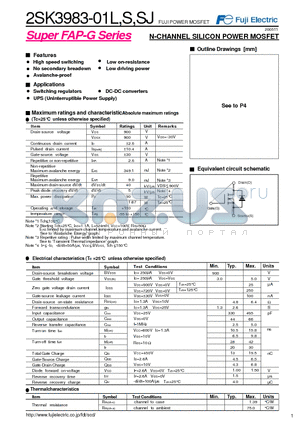 2SK3983-01S datasheet - N-CHANNEL SILICON POWER MOSFET