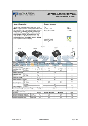 AOTF298L datasheet - 100V N-Channel MOSFET