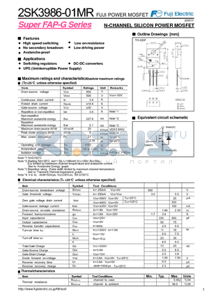 2SK3986-01MR datasheet - N-CHANNEL SILICON POWER MOSFET