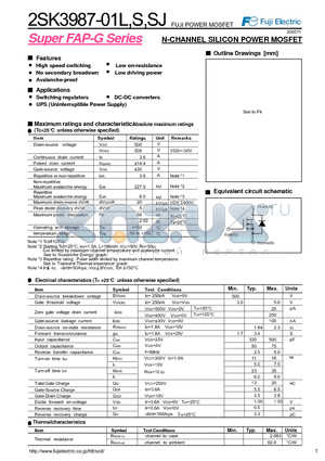 2SK3987-01S datasheet - N-CHANNEL SILICON POWER MOSFET